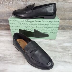 KENSIE Women's Gitty Penny Loafer Slip on Casual Shoes Extra Padded Black Size 8